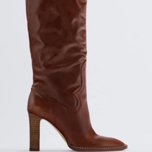 Zara Shoes - Zara genuine leather cognac tall Boots